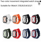 Correia de Silicone com Capa Para Apple Watch Series, 7 41mm / 6&SE&5&4 40mm / 3&2&1 38mm, 7 45mm / 6&SE&5&4 44mm / 3&2&1 42mm
