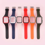 Correia de Silicone com Capa Para Apple Watch Series, 7 41mm / 6&SE&5&4 40mm / 3&2&1 38mm, 7 45mm / 6&SE&5&4 44mm / 3&2&1 42mm