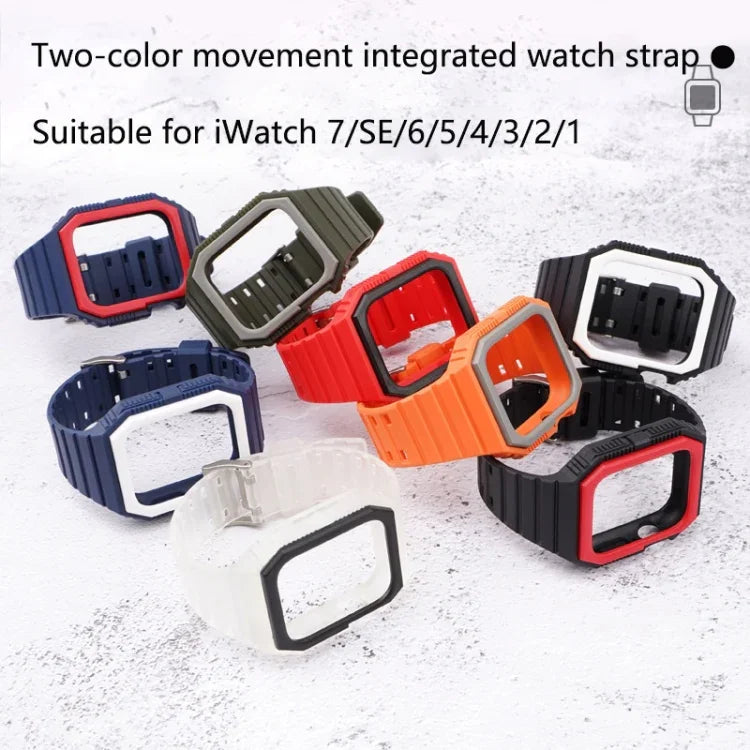 Correia de Silicone com Capa Para Apple Watch Series, 7 41mm / 6&SE&5&4 40mm / 3&2&1 38mm, 7 45mm / 6&SE&5&4 44mm / 3&2&1 42mm