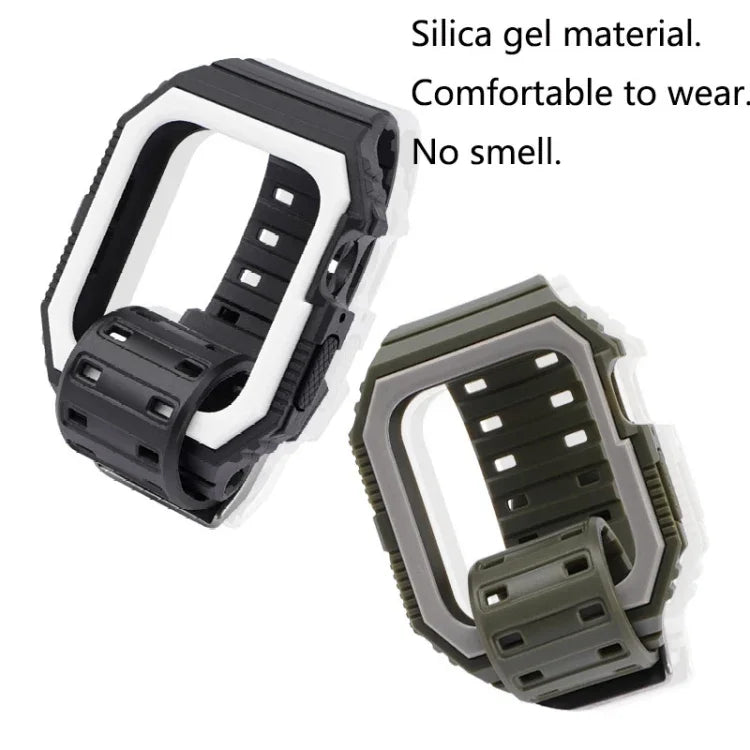 Correia de Silicone com Capa Para Apple Watch Series, 7 41mm / 6&SE&5&4 40mm / 3&2&1 38mm, 7 45mm / 6&SE&5&4 44mm / 3&2&1 42mm