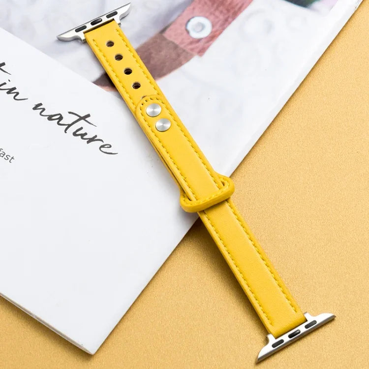 Microfiber Leather Car Line Small Waist Double Buckle Watch Strap, 7 41mm / 6&SE&5&4 40mm / 3&2&1 38mm, 7 45mm / 6&SE&5&4 44mm / 3&2&1 42mm