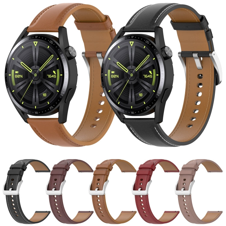 Pulseira de Relógio com Costura e Textura de Bezerro, Para Samsung Galaxy Watch 3 45mm, Para Samsung Galaxy Watch 46mm, Para Samsung Galaxy Gear S3 Classic / Gear S3 Frontier