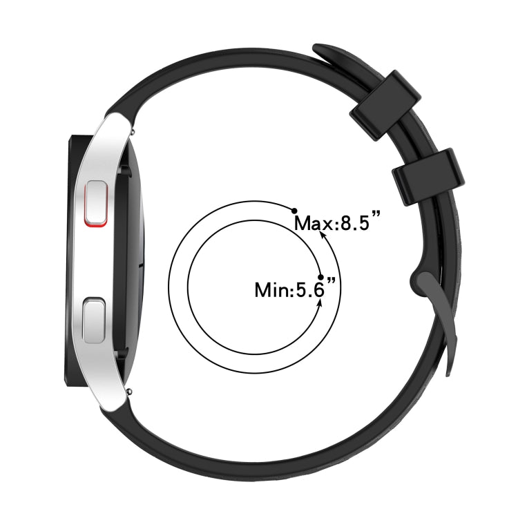 Correia de silicone riscada de fibra de carbono 20mm, para Samsung Galaxy Watch 4 40mm / 44mm, para Samsung Galaxy Watch 4 Classic 42mm / 46mm, para Samsung Galaxy Watch 3 41mm, para Samsung Galaxy Watch Active 2 40mm / 44mm