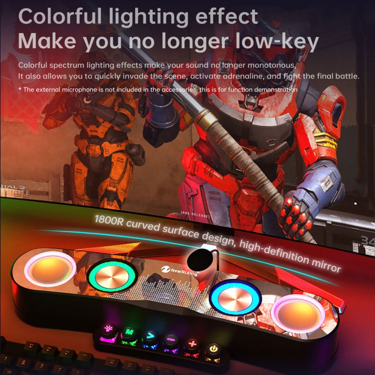 Newrixing NR555 Altifalante Gaming Bluetooth de Secretária com LED Colorido, Suporta TF & FM