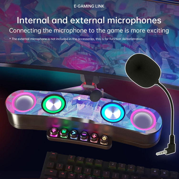 Newrixing NR555 Altifalante Gaming Bluetooth de Secretária com LED Colorido, Suporta TF & FM