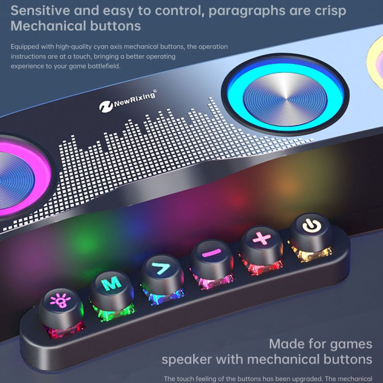 Newrixing NR555 Altifalante Gaming Bluetooth de Secretária com LED Colorido, Suporta TF & FM