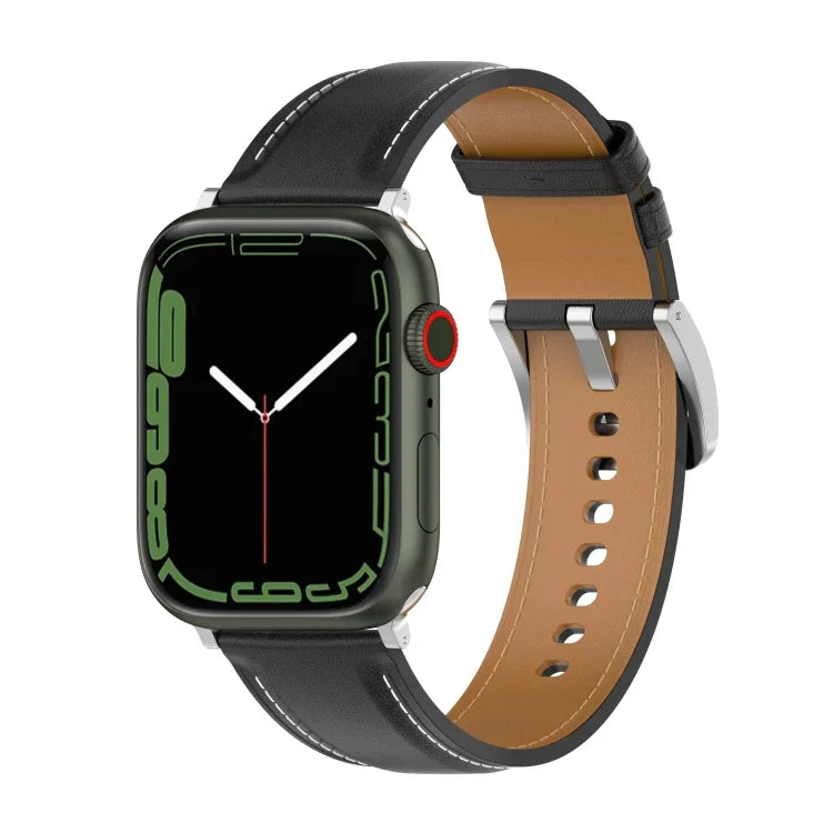 Top Layer Cowhide Sewing Watch Strap For Apple Watch Series, 7 41mm / 6&SE&5&4 40mm / 3&2&1 38mm 20mm, 7 45mm / 6&SE&5&4 44mm / 3&2&1 42mm 22mm, 7 41mm / 6&SE&5&4 40mm / 3&2&1 38mm 22mm, 7 45mm / 6&SE&5&4 44mm / 3&2&1 42mm 20mm