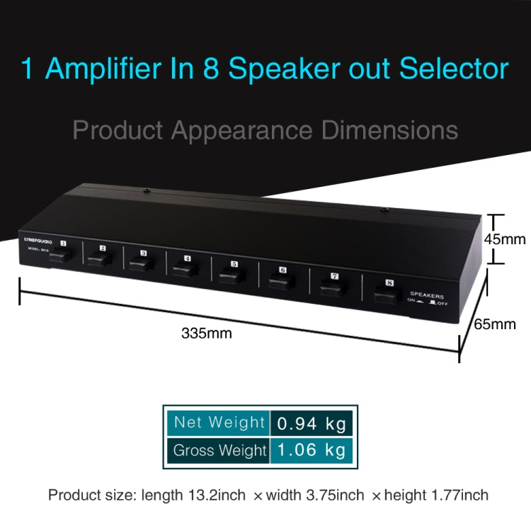 Amplificador de Potência 100W Caixa Distribuidora Comutadora 1 Entrada 8 Saídas para Altifalantes