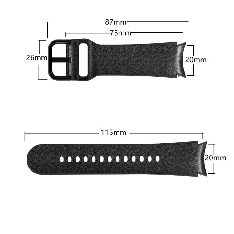Pulseira de Couro Colada em Silicone 20mm, Para Samsung Galaxy Watch 4 40mm, Samsung Galaxy Watch 4 44mm, Para Samsung Galaxy Watch 4 Classic 42mm, Para Samsung Galaxy Watch 4 Classic 46mm
