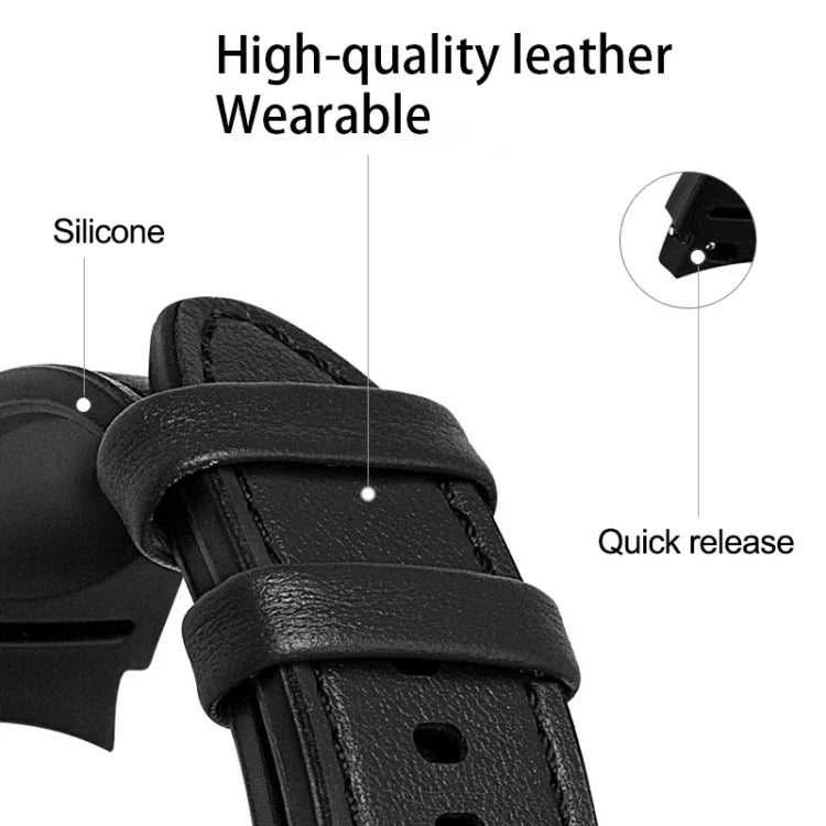 Pulseira de Couro Colada em Silicone 20mm, Para Samsung Galaxy Watch 4 40mm, Samsung Galaxy Watch 4 44mm, Para Samsung Galaxy Watch 4 Classic 42mm, Para Samsung Galaxy Watch 4 Classic 46mm