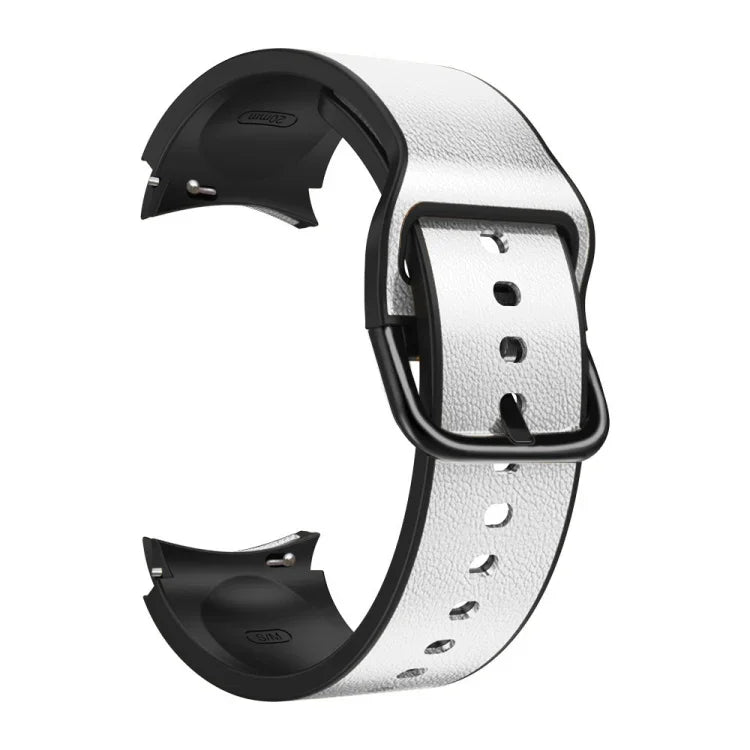 Pulseira de Couro Colada em Silicone 20mm, Para Samsung Galaxy Watch 4 40mm, Samsung Galaxy Watch 4 44mm, Para Samsung Galaxy Watch 4 Classic 42mm, Para Samsung Galaxy Watch 4 Classic 46mm
