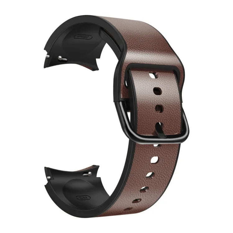 Pulseira de Couro Colada em Silicone 20mm, Para Samsung Galaxy Watch 4 40mm, Samsung Galaxy Watch 4 44mm, Para Samsung Galaxy Watch 4 Classic 42mm, Para Samsung Galaxy Watch 4 Classic 46mm