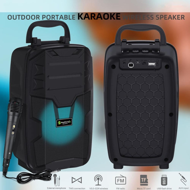 NewRixing NRG401C Altifalante Karaoke Sem Fios Portátil para Exterior Amplificador de Áudio de Alta Potência, Com Microfone, Sem Microfone