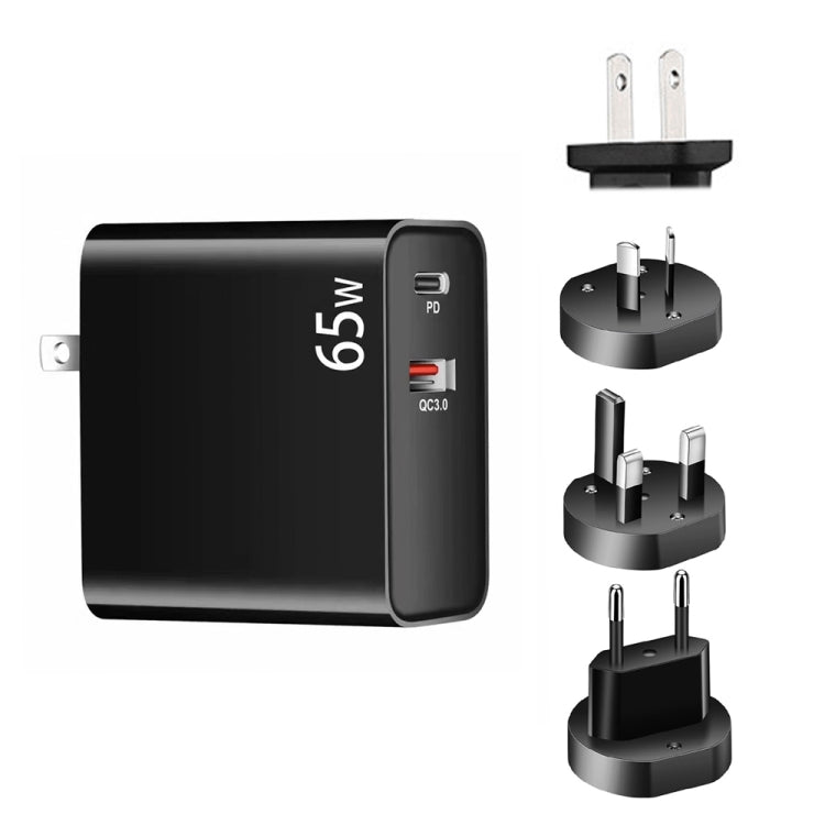 Adaptador de Carregamento para Portátil PD-65W USB-C / Type-C + QC3.0 USB, Ficha AU / Ficha US / Ficha EU / Ficha UK, Ficha AU / Ficha US / Ficha EU / Ficha UK