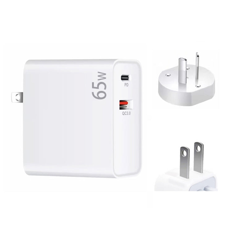 Adaptador de Carregamento para Portátil PD-65W USB-C / Type-C + QC3.0 USB, Ficha AU / Ficha US, Ficha AU / Ficha US