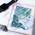 Capa de Relógio em PC Colorida Oca Luminosa, para Apple Watch Series 9 / 8 / 7 45mm, para Apple Watch Series 6/5/4/SE 44mm, para Apple Watch Series 3/2/1 42mm, para Apple Watch Series 9 / 8 / 7 41mm, para Apple Watch Series 6/5/4/SE 40mm