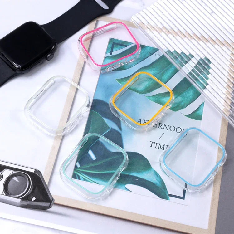 Capa de Relógio em PC Colorida Oca Luminosa, para Apple Watch Series 9 / 8 / 7 45mm, para Apple Watch Series 6/5/4/SE 44mm, para Apple Watch Series 3/2/1 42mm, para Apple Watch Series 9 / 8 / 7 41mm, para Apple Watch Series 6/5/4/SE 40mm