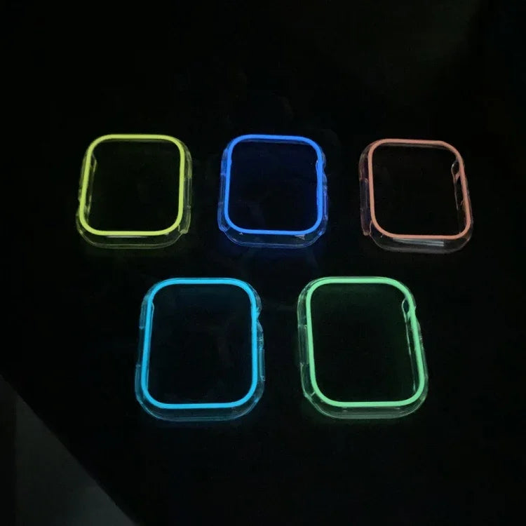 Capa de Relógio em PC Colorida Oca Luminosa, para Apple Watch Series 9 / 8 / 7 45mm, para Apple Watch Series 6/5/4/SE 44mm, para Apple Watch Series 3/2/1 42mm, para Apple Watch Series 9 / 8 / 7 41mm, para Apple Watch Series 6/5/4/SE 40mm