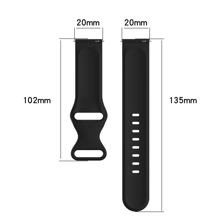 Correia de Silicone Monocromática 20mm, Para Samsung Galaxy Watch Active 40mm, Para Samsung Galaxy Watch 42mm, Para Samsung Galaxy Gear Sport, Para Samsung Gear S2 Classic