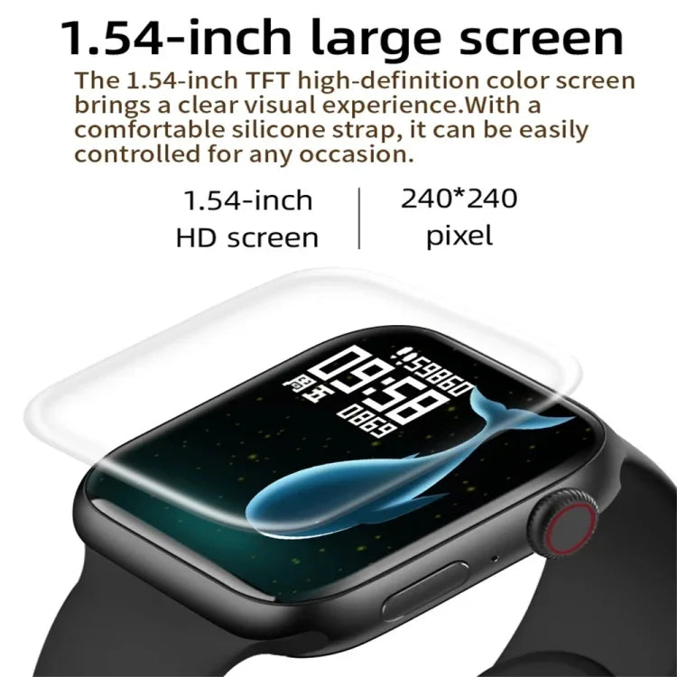 Relógio Inteligente T500 Plus de 1,44 polegadas com Ecrã a Cores, Suporta Monitorização da Frequência Cardíaca / Pressão Arterial
