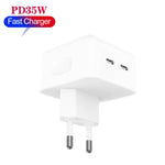 Carregador PD 35W com Duas Portas USB-C / Tipo-C para Série iPhone / iPad, Ficha EU, Ficha EU