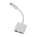 Cabo adaptador de áudio e carregamento ENKAY ENK-AT106 USB-C / Type-C para áudio 3,5mm + auscultadores Type-C