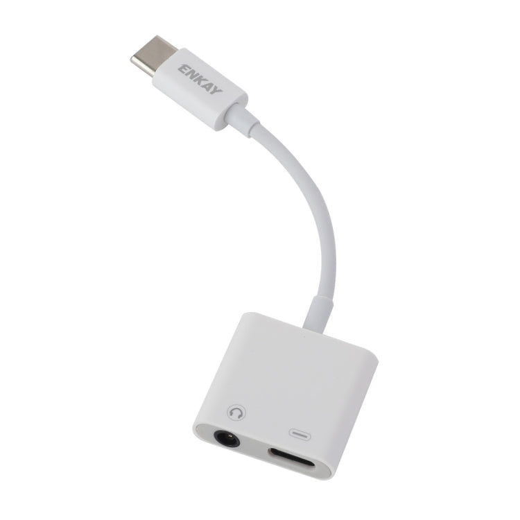 Cabo adaptador de áudio e carregamento ENKAY ENK-AT106 USB-C / Type-C para áudio 3,5mm + auscultadores Type-C