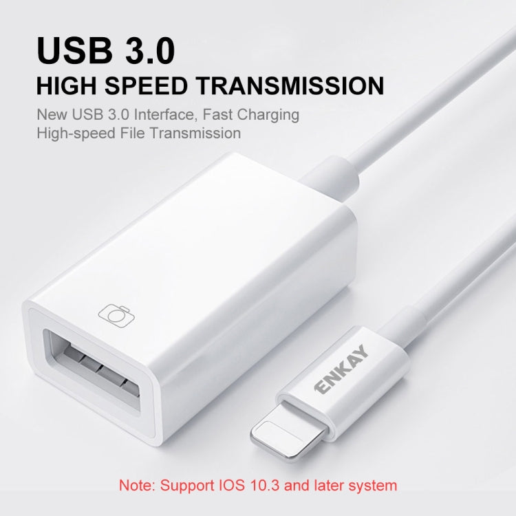 ENKAY ENK-AT108 Adaptador OTG 8 Pinos para USB 3.0 Cabo de Dados para iPhone / iPad