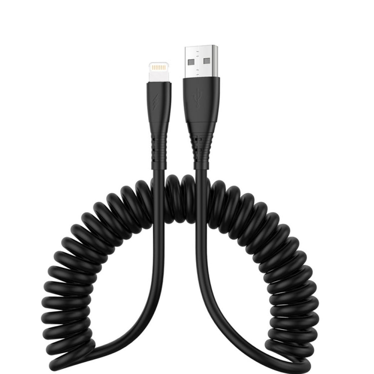 Cabo de Dados de Carregamento Rápido Telescópico de Primavera 1,5m para Telemóvel, USB para 8 Pinos, USB para Type-C, USB para Micro USB