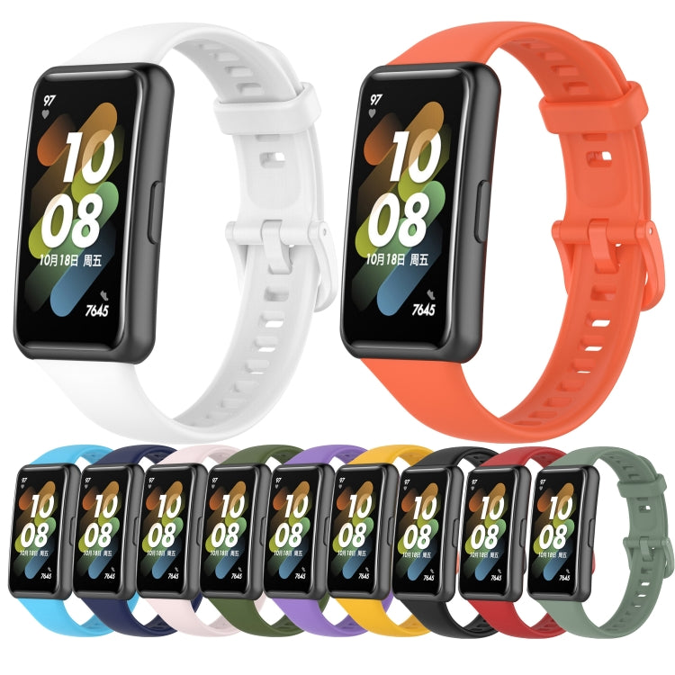 Solid Color Silicone Watch Band, For Huawei Band 7