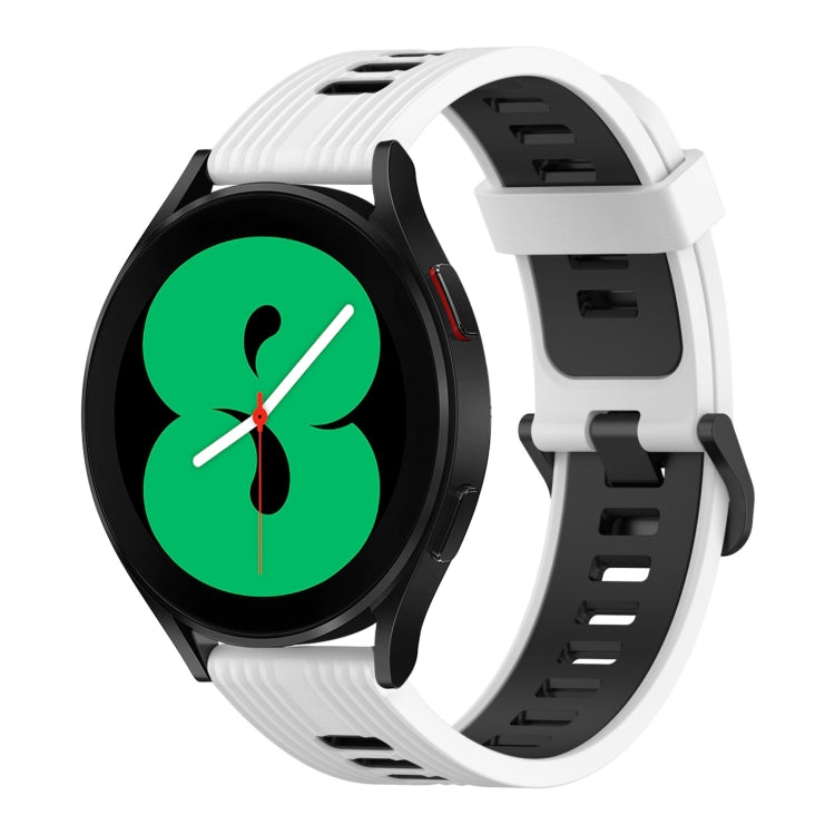20mm Vertical Pattern Two-Color Silicone Watch Band, For Samsung Galaxy Watch 4 40mm, For Samsung Galaxy Watch 4 44mm, For Samsung Galaxy Watch 4 Classic 42mm, For Samsung Galaxy Watch 4 Classic 46mm