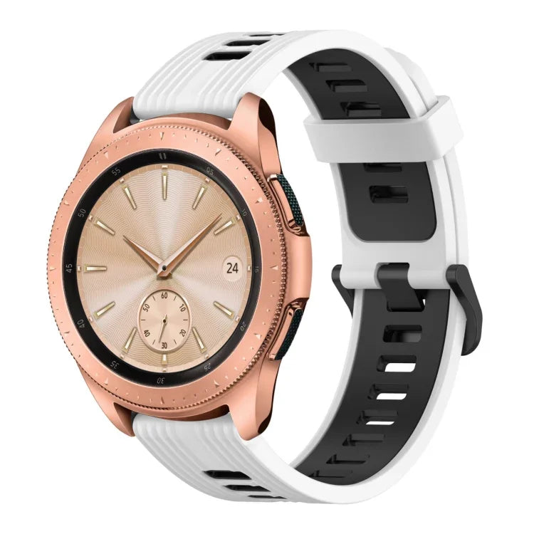 Correia de Silicone Bicolor com Padrão Vertical 20mm, Para Samsung Galaxy Watch 42mm, Para Samsung Gear Sport, Para Samsung Gear S2 Classic