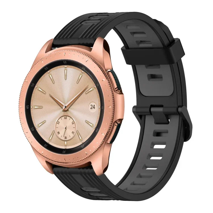 20mm Vertical Pattern Two-Color Silicone Watch Band, For Samsung Galaxy watch 42mm, For Samsung Gear Sport, For Samsung Gear S2 Classic