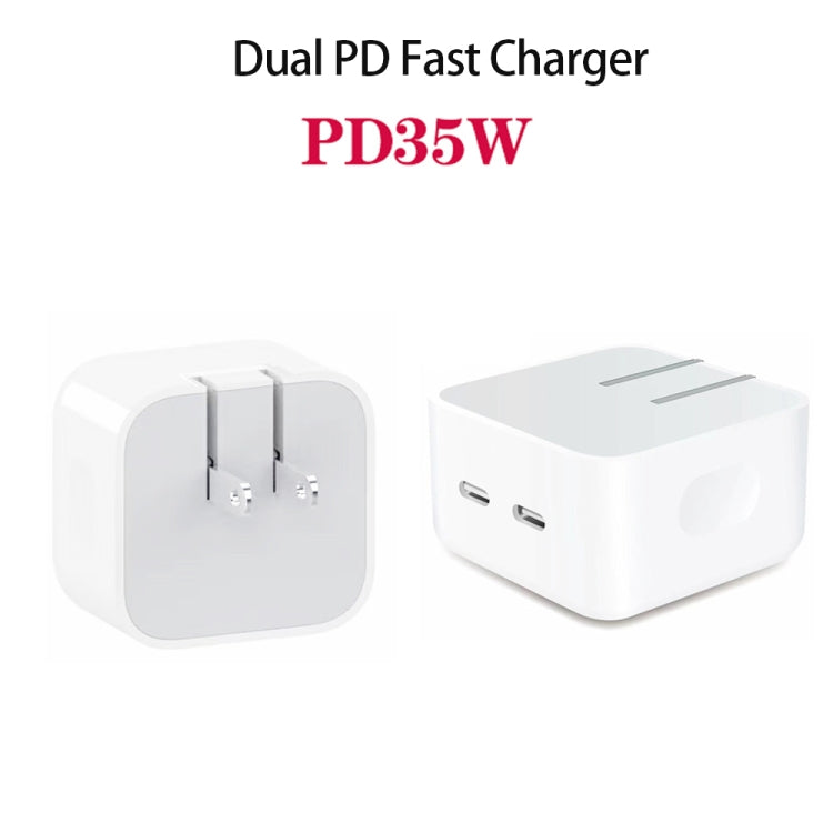 Carregador PD 35W com Duas Portas USB-C / Tipo-C para Série iPhone / iPad, Ficha US, Ficha US