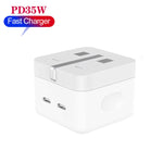 Carregador PD 35W com Duas Portas USB-C / Tipo-C para Série iPhone / iPad, Ficha UK, Ficha UK