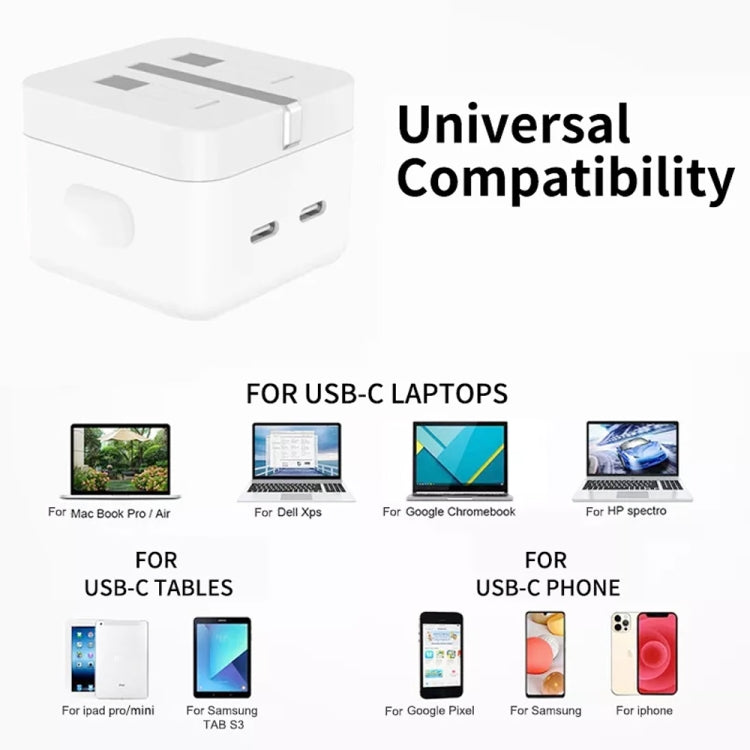 Carregador PD 35W com Duas Portas USB-C / Tipo-C para Série iPhone / iPad, Ficha UK, Ficha UK