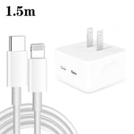 Carregador PD 35W com Duas Portas USB-C / Tipo-C e Cabo de Dados Tipo-C para 8 Pinos, Ficha EUA, Ficha EUA + Cabo 8 Pinos 1m, Ficha EUA + Cabo 8 Pinos 1,5m, Ficha EUA + Cabo 8 Pinos 2m