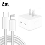 Carregador PD 35W com Duas Portas USB-C / Tipo-C e Cabo de Dados Tipo-C para 8 Pinos, Ficha EUA, Ficha EUA + Cabo 8 Pinos 1m, Ficha EUA + Cabo 8 Pinos 1,5m, Ficha EUA + Cabo 8 Pinos 2m