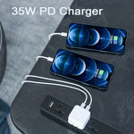 Carregador PD 35W com Duas Portas USB-C / Tipo-C e Cabo de Dados Tipo-C para 8 Pinos, Ficha Reino Unido, Ficha Reino Unido + Cabo 8 Pinos 1m, Ficha Reino Unido + Cabo 8 Pinos 1,5m, Ficha Reino Unido + Cabo 8 Pinos 2m