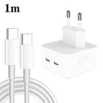 Carregador PD 35W com Duas Portas USB-C / Type-C e Cabo de Dados Type-C para Type-C, Ficha UE, Ficha UE + Cabo Duplo Type-C 1m, Ficha UE + Cabo Duplo Type-C 2m