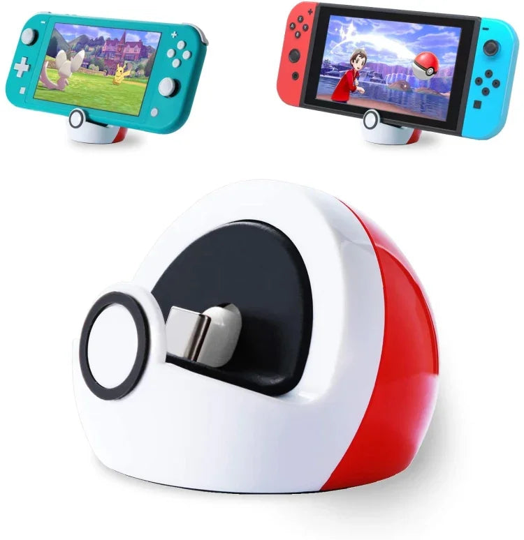 Base de Carregamento Mini Portátil para Consola de Jogos Nintendo Switch e Switch Lite NS, Base de Carregamento