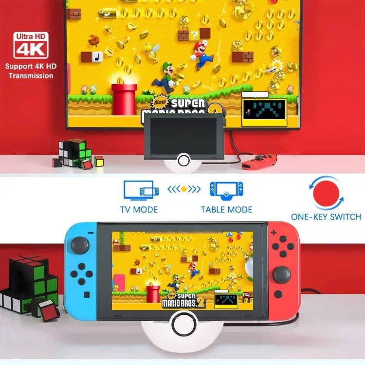 Base de Carregamento HDMI Multifuncional para Nintendo Switch, Base de Carregamento