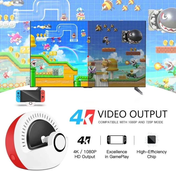 Base de Carregamento HDMI Multifuncional para Nintendo Switch, Base de Carregamento