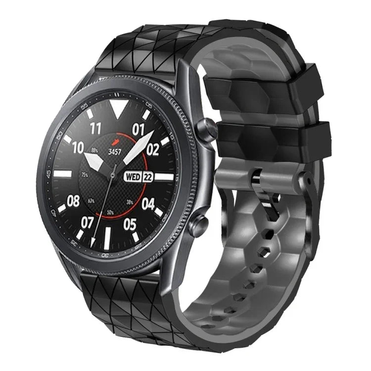 Correia de Silicone Bicolor com Padrão de Futebol de 22mm, Para Samsung Galaxy Watch3 45mm, Para Samsung Galaxy Watch 46mm, Para Samsung Gear S3 Classic, Para Samsung Gear S3 Frontier