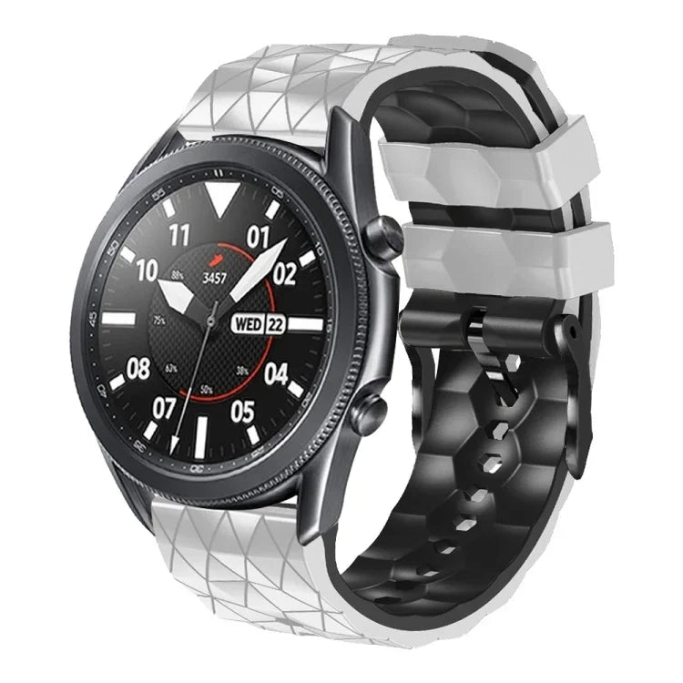 Correia de Silicone Bicolor com Padrão de Futebol de 22mm, Para Samsung Galaxy Watch3 45mm, Para Samsung Galaxy Watch 46mm, Para Samsung Gear S3 Classic, Para Samsung Gear S3 Frontier