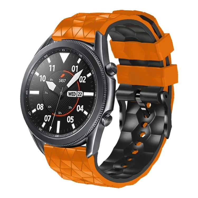 Correia de Silicone Bicolor com Padrão de Futebol de 22mm, Para Samsung Galaxy Watch3 45mm, Para Samsung Galaxy Watch 46mm, Para Samsung Gear S3 Classic, Para Samsung Gear S3 Frontier