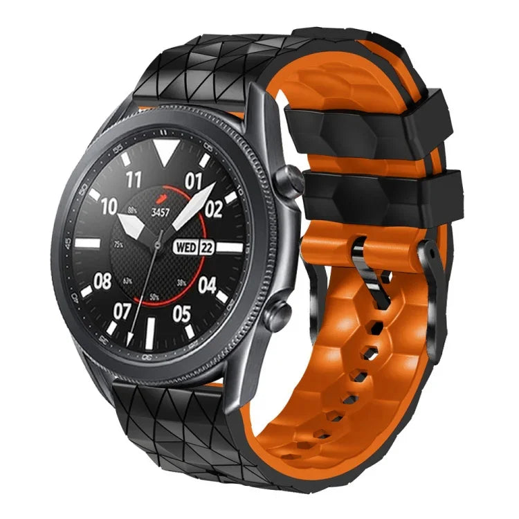 Correia de Silicone Bicolor com Padrão de Futebol de 22mm, Para Samsung Galaxy Watch3 45mm, Para Samsung Galaxy Watch 46mm, Para Samsung Gear S3 Classic, Para Samsung Gear S3 Frontier