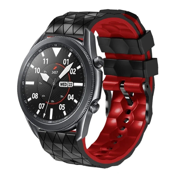 Correia de Silicone Bicolor com Padrão de Futebol de 22mm, Para Samsung Galaxy Watch3 45mm, Para Samsung Galaxy Watch 46mm, Para Samsung Gear S3 Classic, Para Samsung Gear S3 Frontier