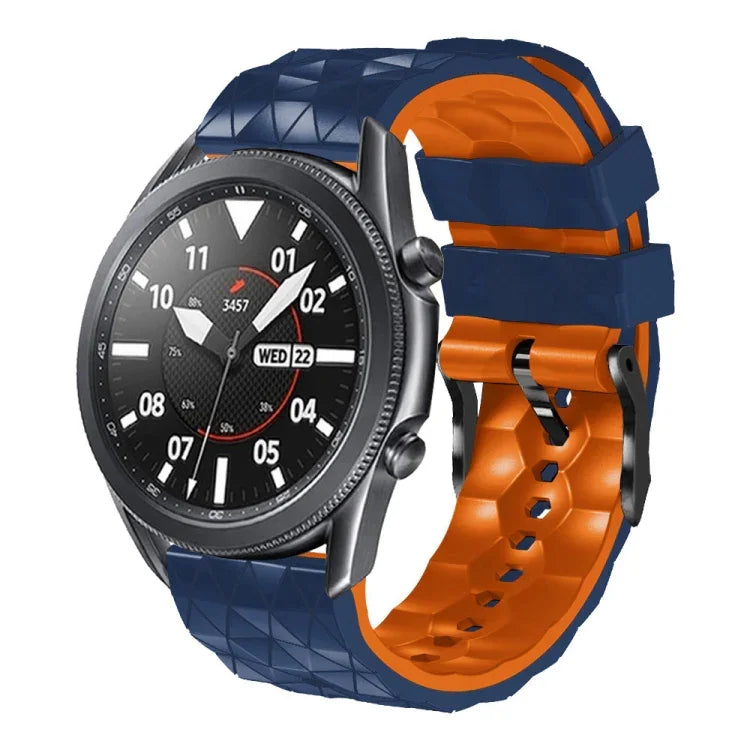 Correia de Silicone Bicolor com Padrão de Futebol de 22mm, Para Samsung Galaxy Watch3 45mm, Para Samsung Galaxy Watch 46mm, Para Samsung Gear S3 Classic, Para Samsung Gear S3 Frontier