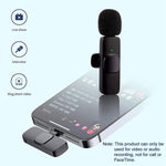 Microfone Mini Sem Fios Clip-on K9 com Cancelamento de Ruído e Auto-Sincronização para Uso em Direto com Recetor de 8 Pinos, K9IP-1